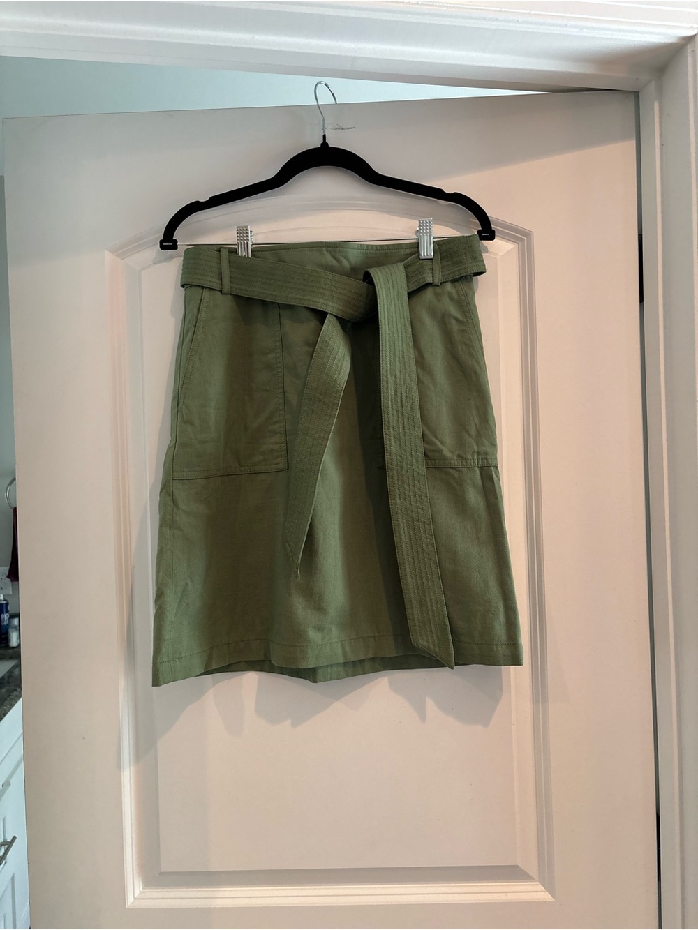 J. Crew Factory Olive Green Utility Belted Mini Skirt